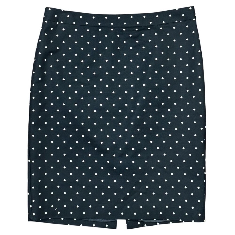Liz Claiborne Womens Pencil Skirt Size 6 Black White Polka Dot Cotton Blend